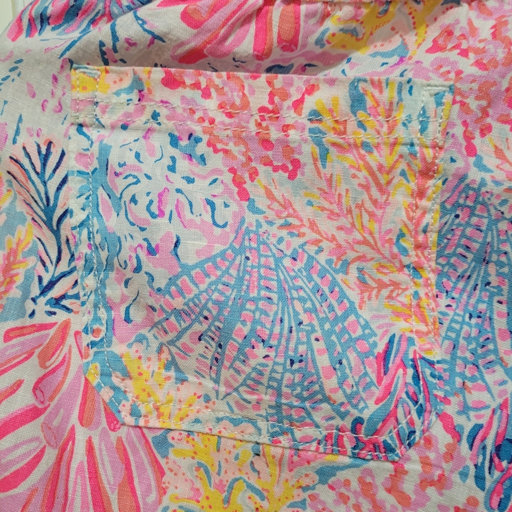 Lilly Pulitzer Splendor In The Sand 100% Linen Emora Pants Sz 00 - Picture 3 of 13